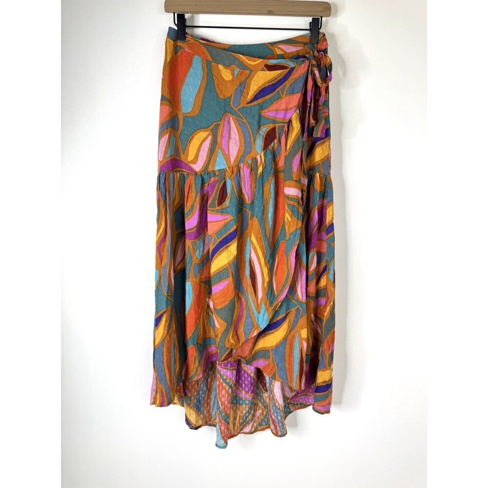 RACHEL Rachel Roy Wrap Skirt S Floral Maxi Long Boho Rayon Resort Whimsical Fun